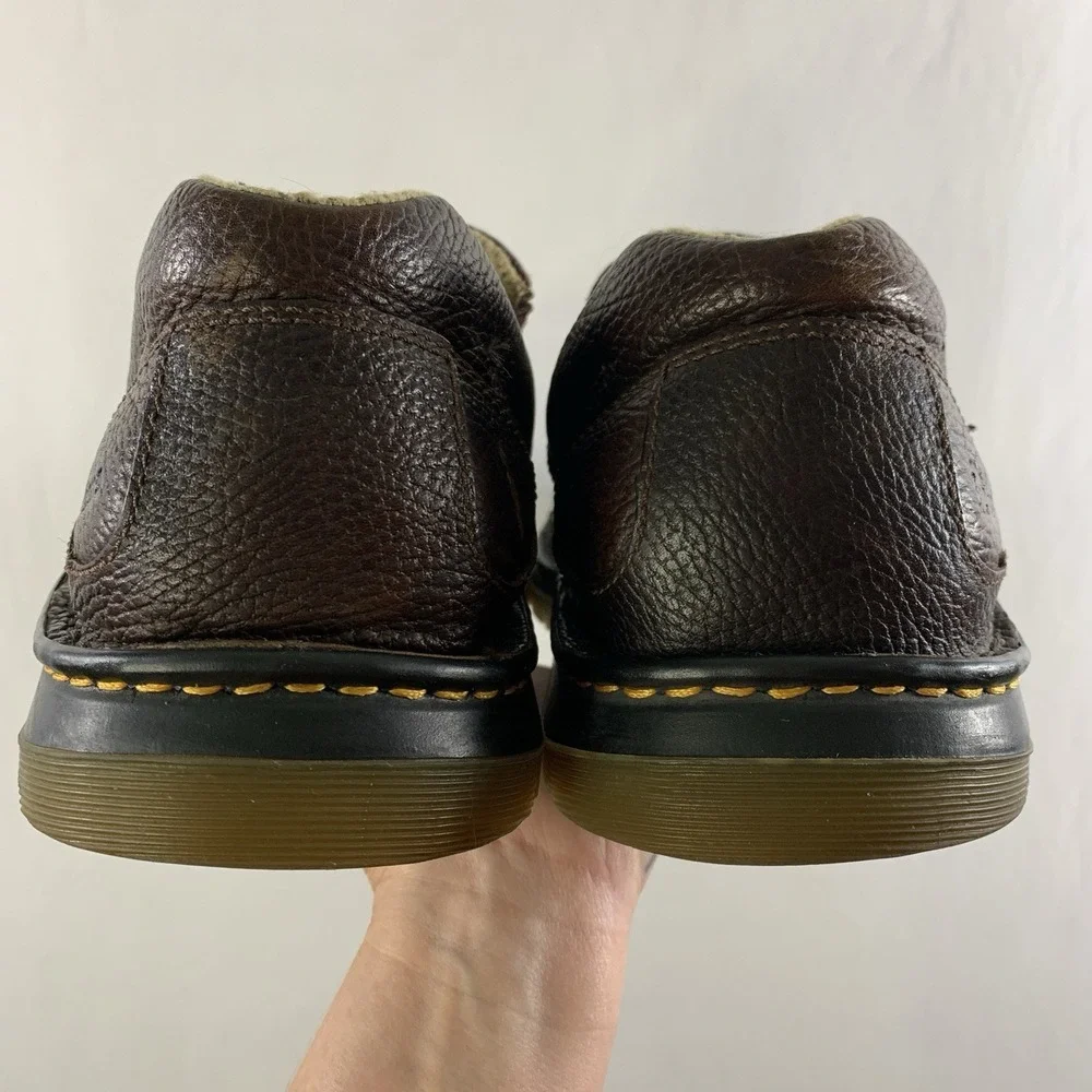 Dr Martens Mens Y2K Pebbled Leather Slip On Loafers Size 14 Brown Grunge Comfort